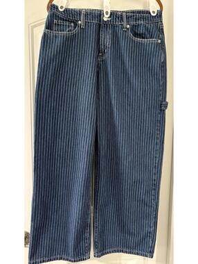 Wild Fable Women’s 12/R Low Rise Wide Leg Blue Striped Jeans Cargo